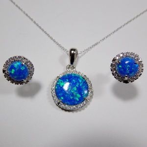 Topaz & Blue Fire Opal Sterling Silver Set